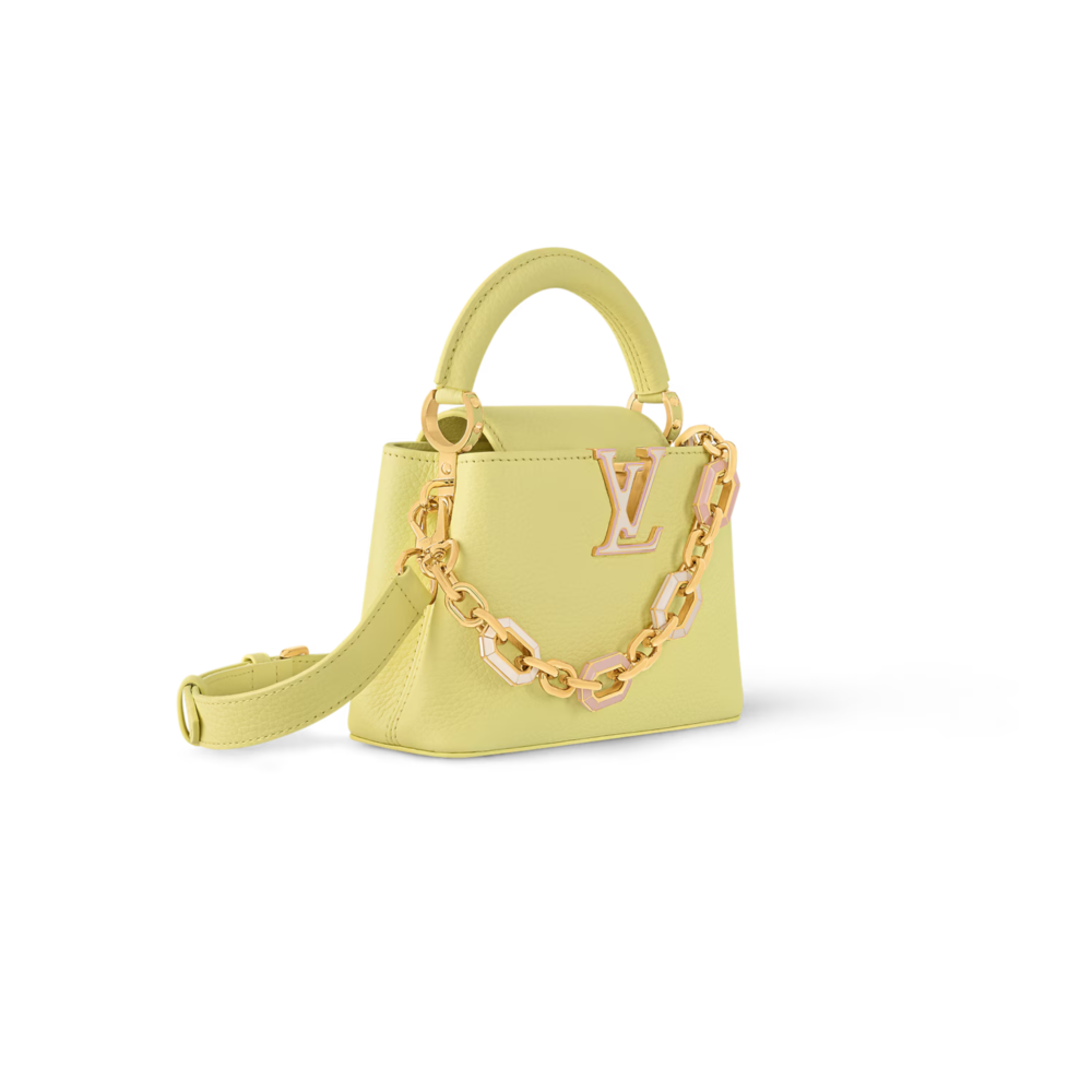 AAA Replica Louis Vuitton LV CAPUCINES MINI TAURILLON YELLOW GHW