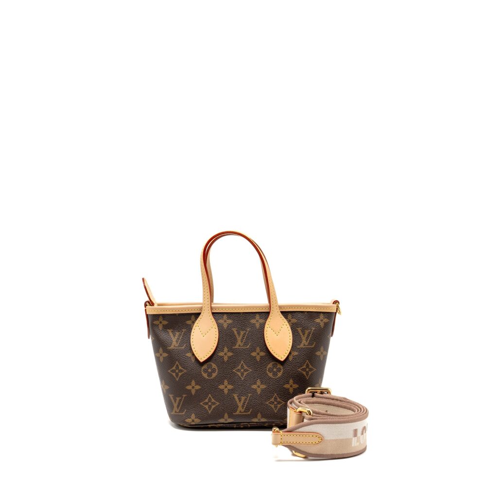 AAA Replica Louis Vuitton LV NEVERFULL BB BEIGE STRAP MONOGRAM CANVAS GHW