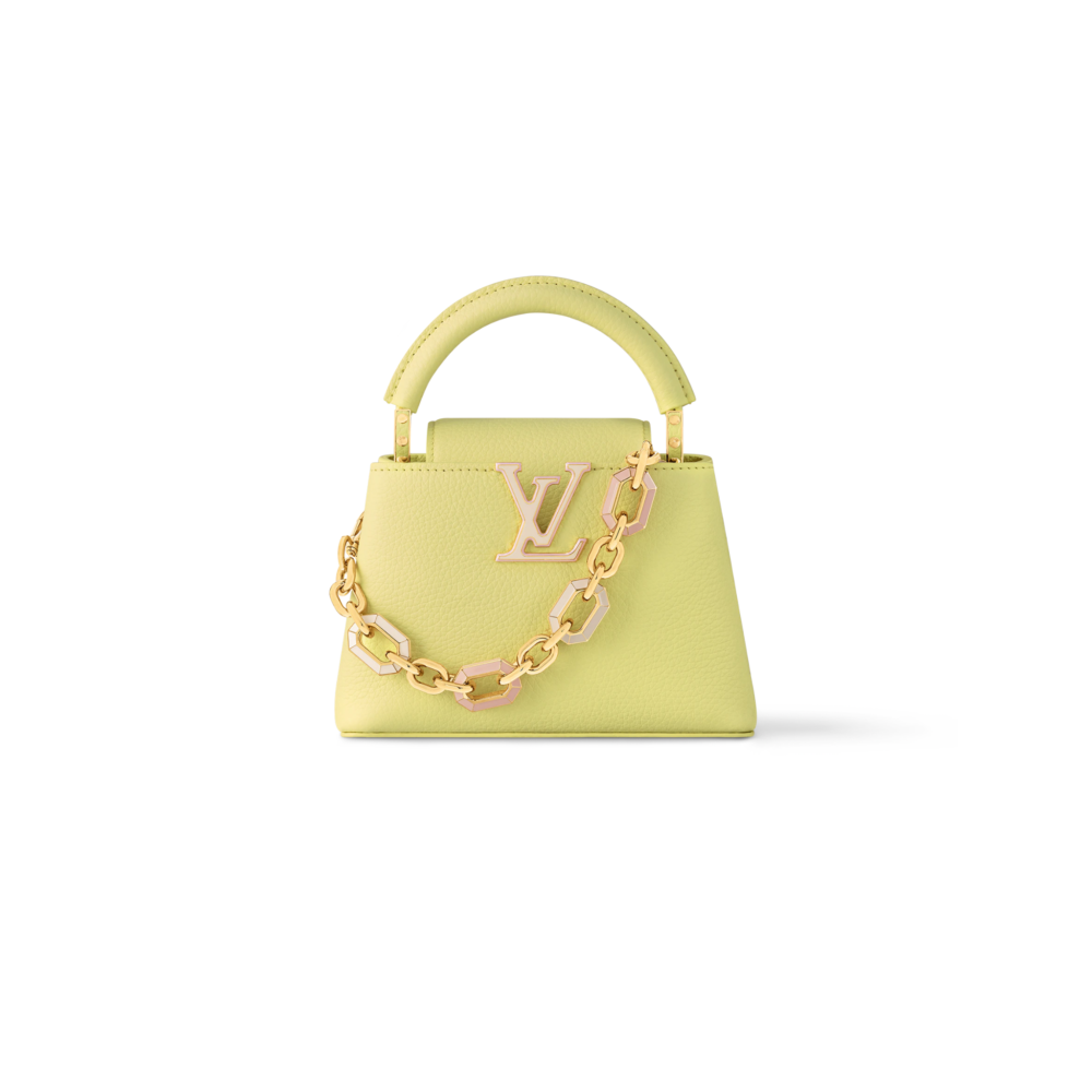 AAA Replica Louis Vuitton LV CAPUCINES MINI TAURILLON YELLOW GHW