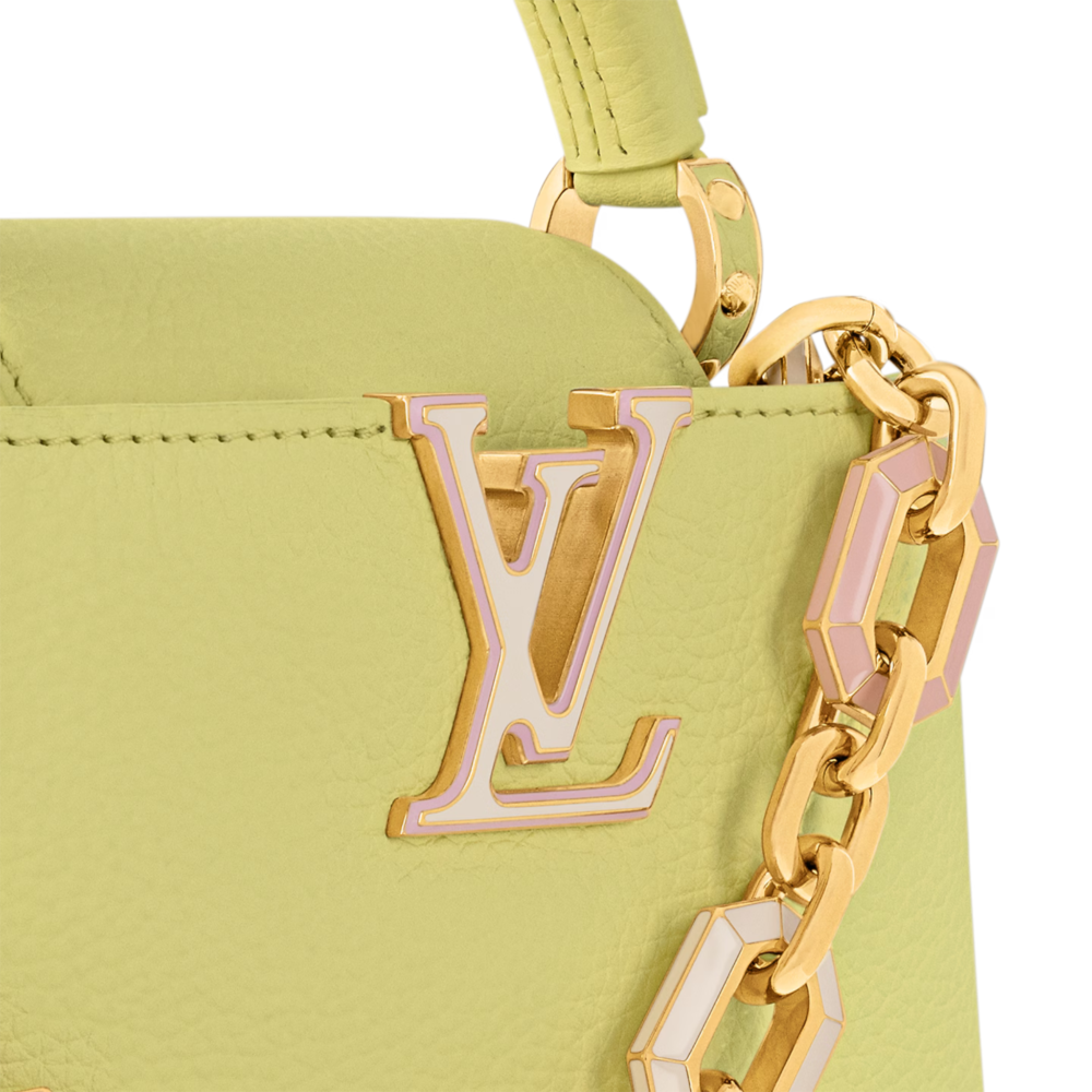 AAA Replica Louis Vuitton LV CAPUCINES MINI TAURILLON YELLOW GHW