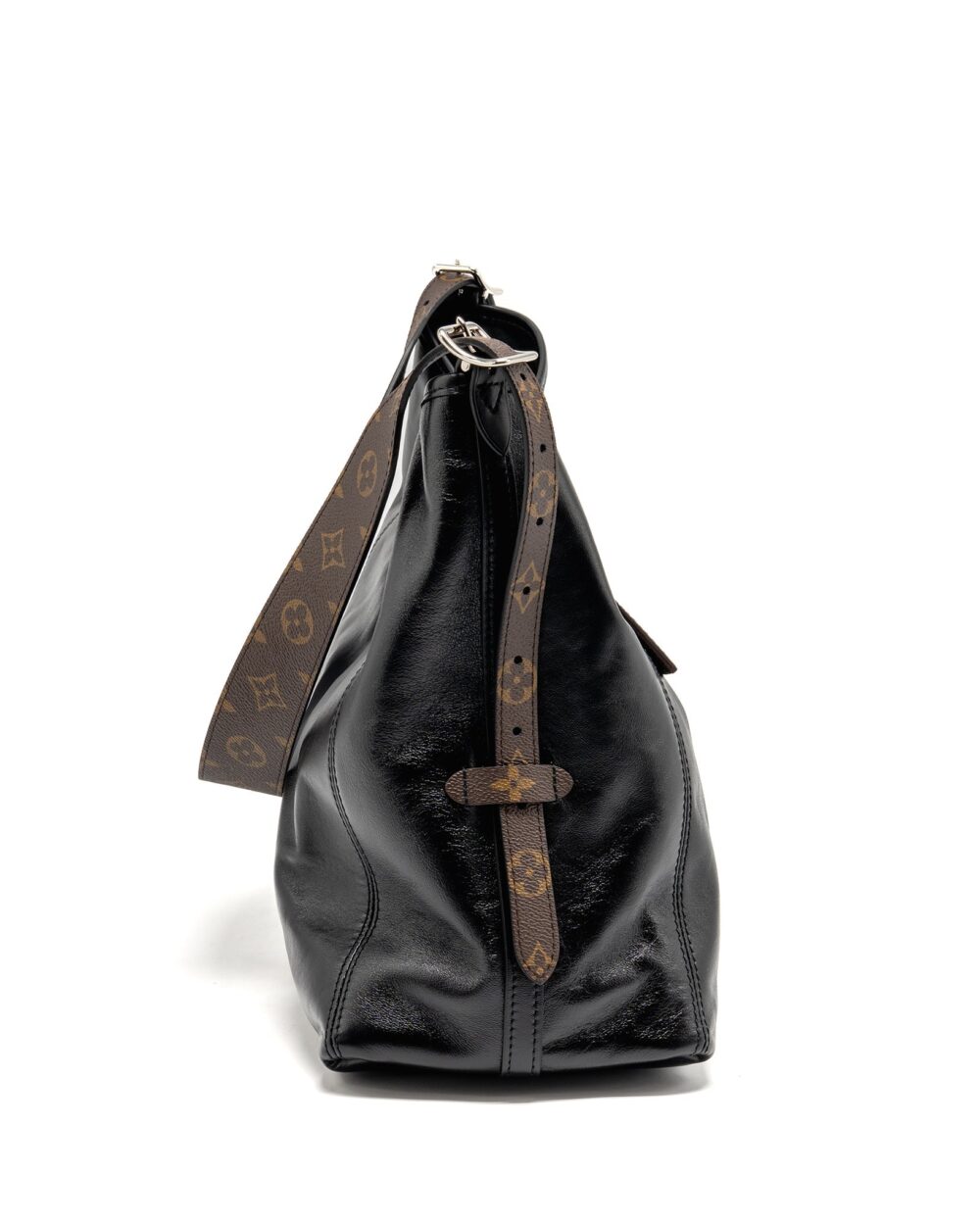 AAA Replica Louis Vuitton LV Carryall Vibe MM Lambskin/Monogram Canvas Black SHW M25143