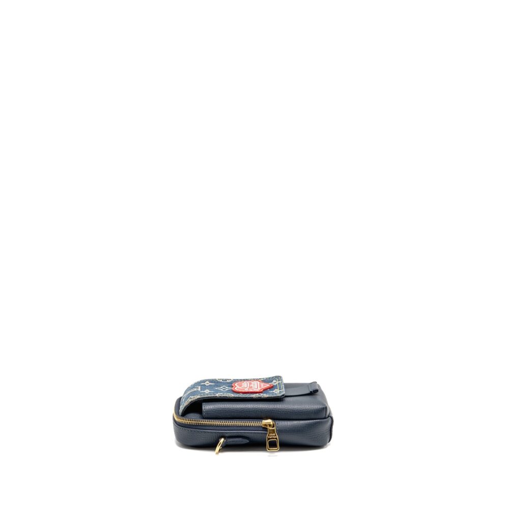 AAA Replica Louis Vuitton LV X NIGO FLAT DOUBLE PHONE POUCH DENIM/CALFSKIN BLUE GHW