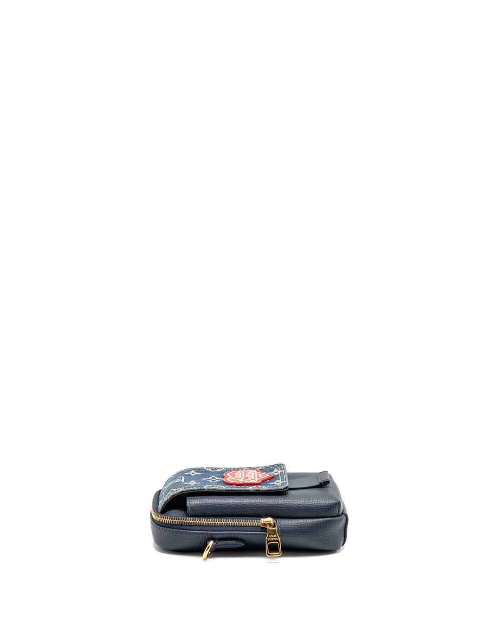 AAA Replica Louis Vuitton LV X NIGO FLAT DOUBLE PHONE POUCH DENIM/CALFSKIN BLUE GHW