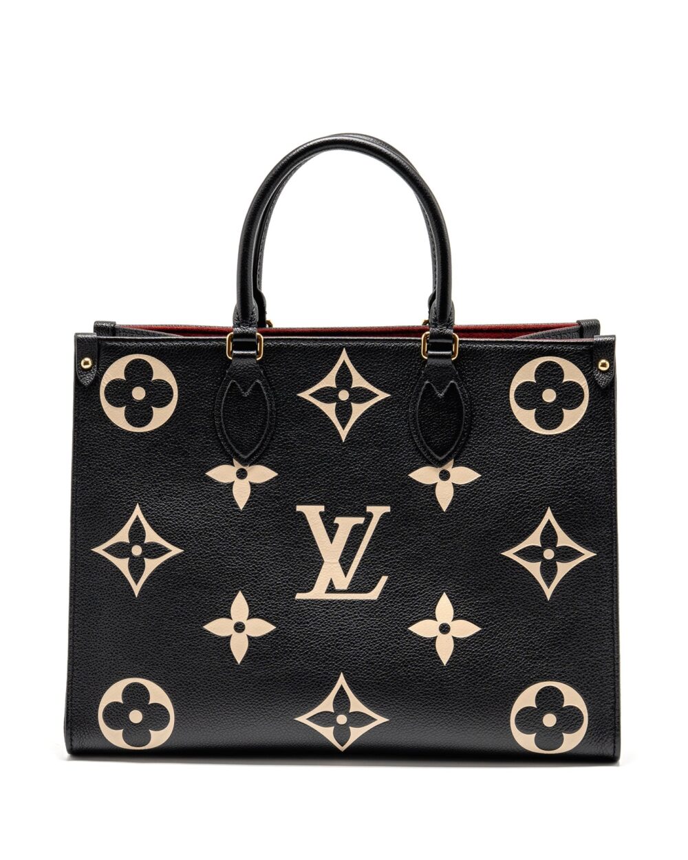AAA Replica Louis Vuitton LV ONTHEGO MM MONOGRAM EMPREINTE LEATHER BLACK/BEIGE GHW