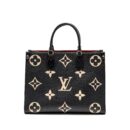 AAA Replica Louis Vuitton LV ONTHEGO MM MONOGRAM EMPREINTE LEATHER BLACK/BEIGE GHW