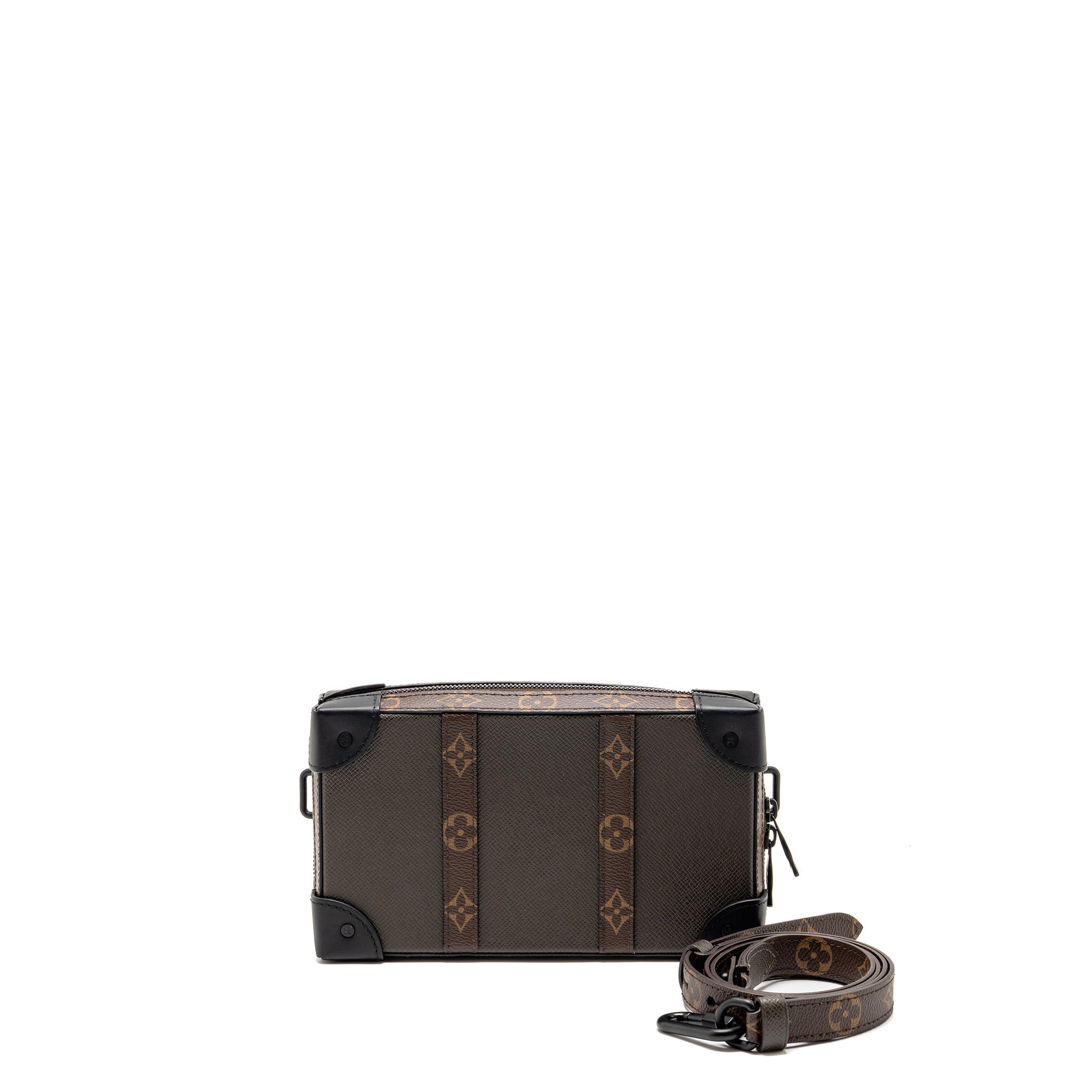 AAA Replica Louis Vuitton LV SOFT TRUNK WALLET TAIGA / MONOGRAM CANVAS KHAKI GREEN BLACK HARDWARE