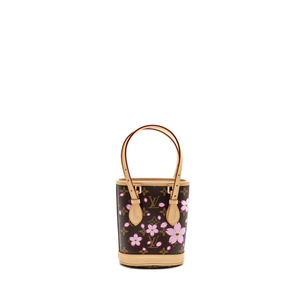 AAA Replica Louis Vuitton LV HARUKI MURAKAMI NANO BUCKET MONOGRAM CANVAS SAKURA BROWN GHW
