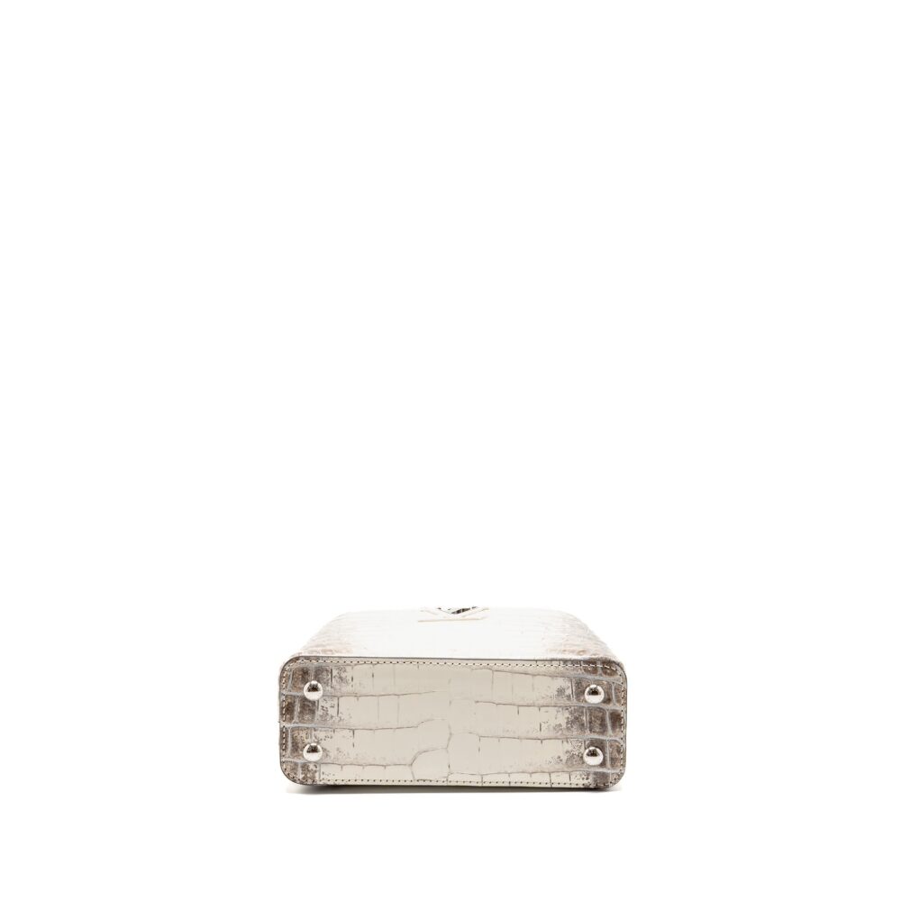 AAA Replica Louis Vuitton LV CAPUCINES MINI HIMALAYAN CROCODILE WHITE SHW