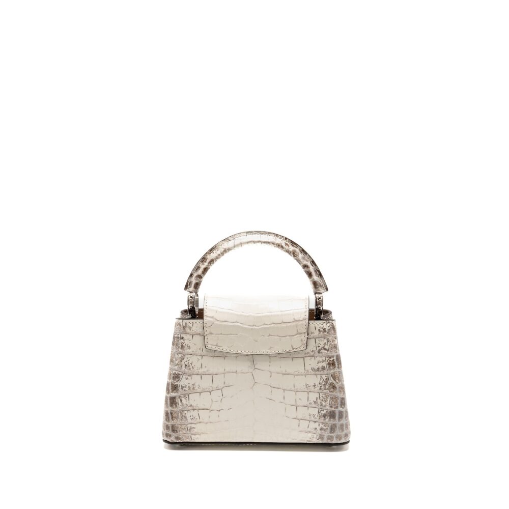 AAA Replica Louis Vuitton LV CAPUCINES MINI HIMALAYAN CROCODILE WHITE SHW