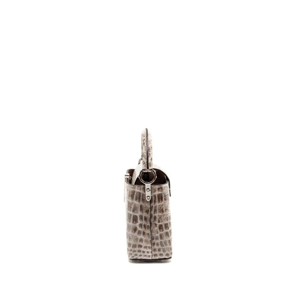 AAA Replica Louis Vuitton LV CAPUCINES MINI HIMALAYAN CROCODILE WHITE SHW