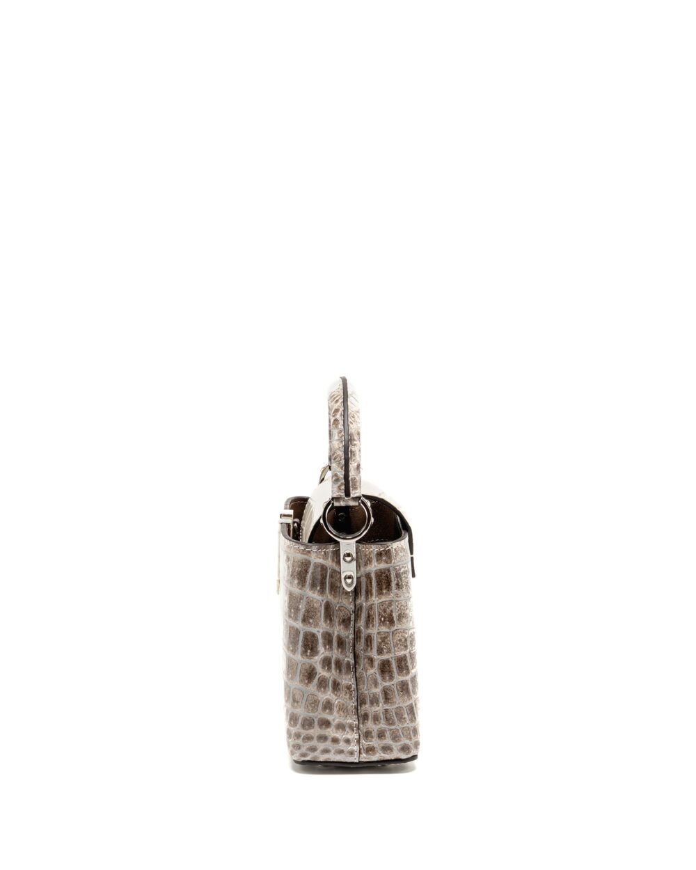 AAA Replica Louis Vuitton LV CAPUCINES MINI HIMALAYAN CROCODILE WHITE SHW