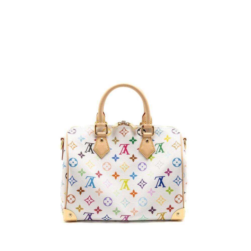 AAA Replica Louis Vuitton LV X TAKASHI MURAKAMI SPEEDY BANDOULIÈRE 25 MONOGRAM CANVAS WHITE/ MULTICOLOUR GHW