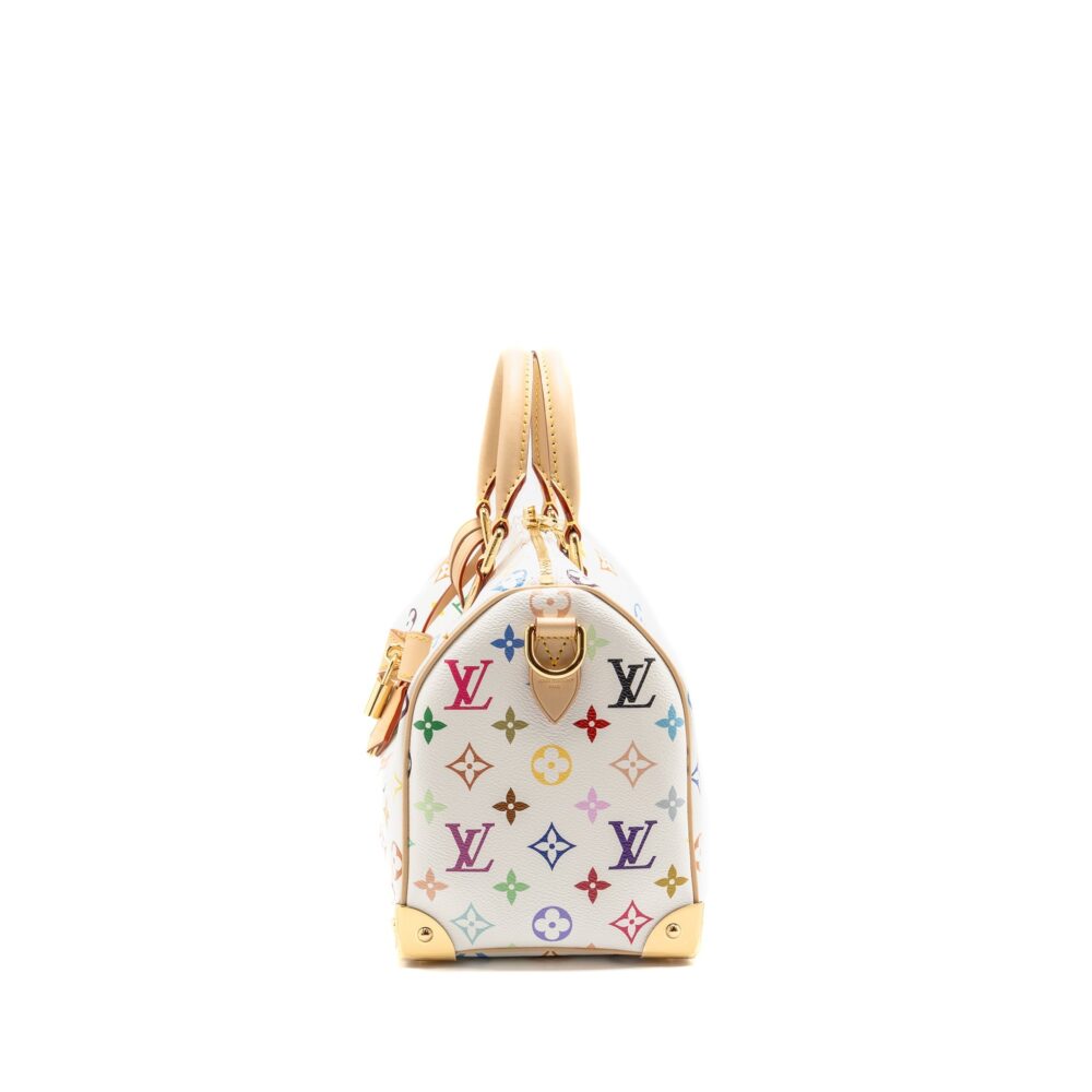 AAA Replica Louis Vuitton LV X TAKASHI MURAKAMI SPEEDY BANDOULIÈRE 25 MONOGRAM CANVAS WHITE/ MULTICOLOUR GHW
