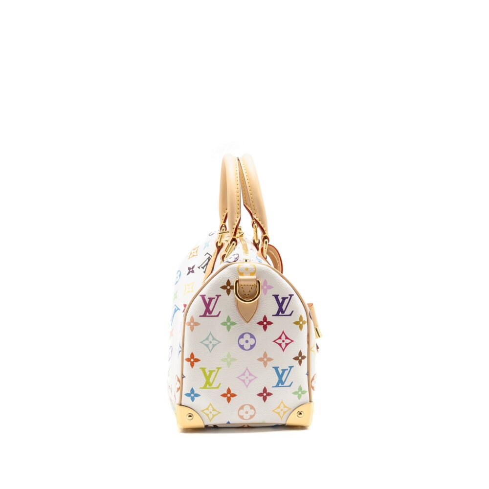 AAA Replica Louis Vuitton LV X TAKASHI MURAKAMI SPEEDY BANDOULIÈRE 25 MONOGRAM CANVAS WHITE/ MULTICOLOUR GHW