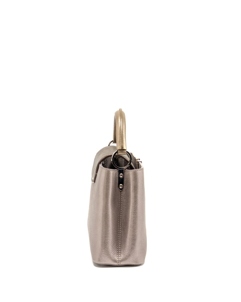 AAA Replica Louis Vuitton LV CAPUCINES BB LEATHER METALLIC SILVER SHW