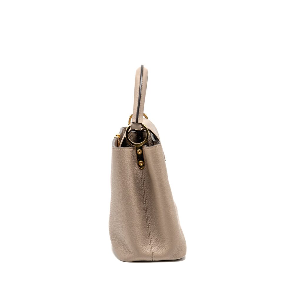 AAA Replica Louis Vuitton LV CAPUCINES MM TAURILLON LEATHER LIGHT GREY GHW