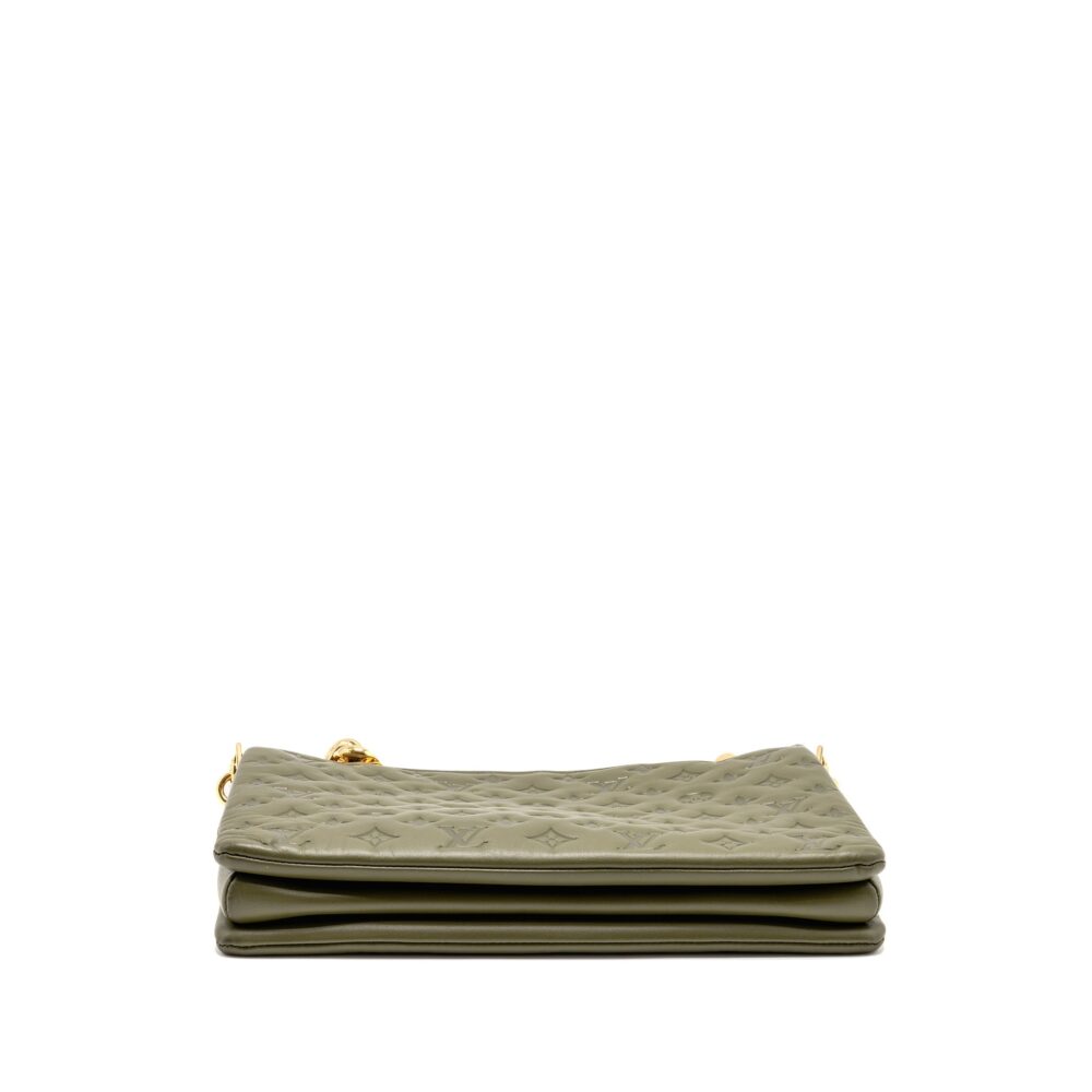 AAA Replica Louis Vuitton LV COUSSIN MM MONOGRAM-EMBOSSED PUFFY LAMBSKIN KHAKI GHW