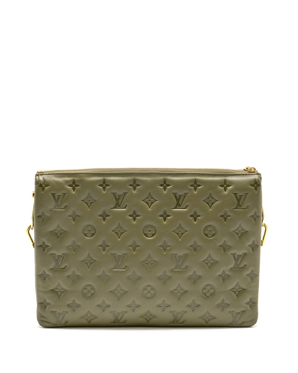 AAA Replica Louis Vuitton LV COUSSIN MM MONOGRAM-EMBOSSED PUFFY LAMBSKIN KHAKI GHW