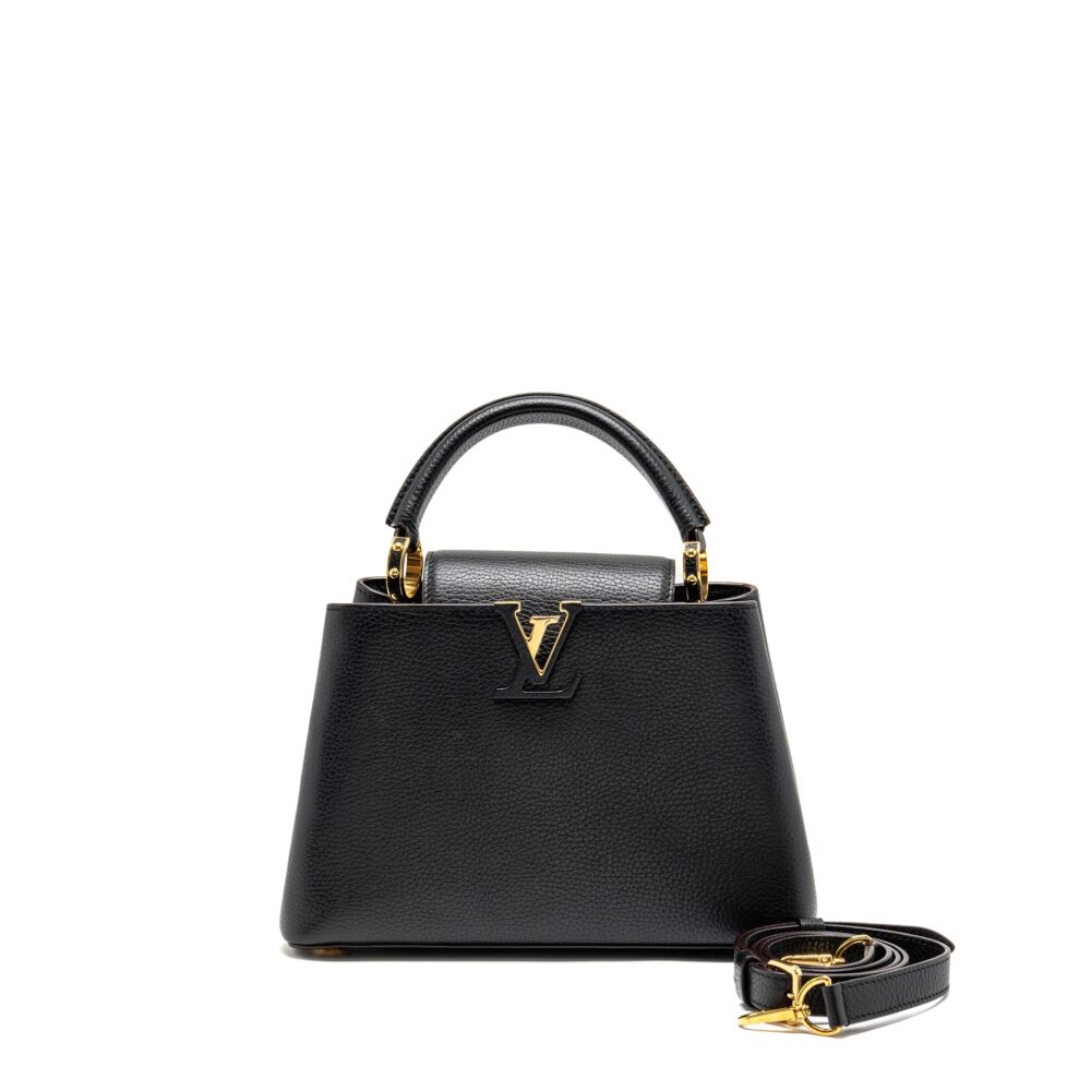 AAA Replica Louis Vuitton LV CAPUCINES BB CALFSKIN BLACK GHW