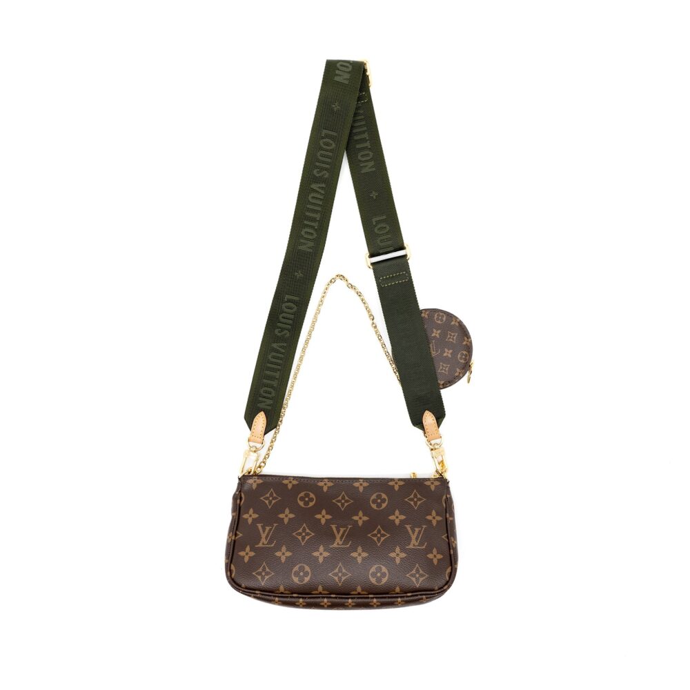 AAA Replica Louis Vuitton LV MULTI POCHETTE MONOGRAM CANVAS WITH KHAKI/ROSE CLAIR TWO STRAPS GHW