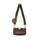 AAA Replica Louis Vuitton LV MULTI POCHETTE MONOGRAM CANVAS WITH KHAKI/ROSE CLAIR TWO STRAPS GHW