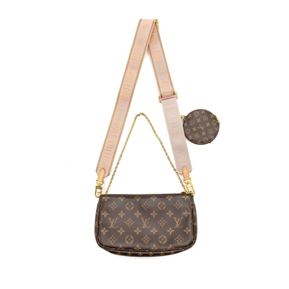AAA Replica Louis Vuitton LV MULTI POCHETTE ROSE CLAIR STRAP MONOGRAM CANVAS GHW
