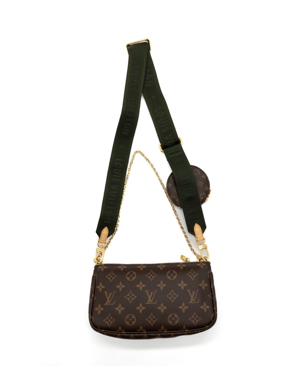 AAA Replica Louis Vuitton LV MULTI POCHETTE MONOGRAM CANVAS KHAKI STRAP GHW