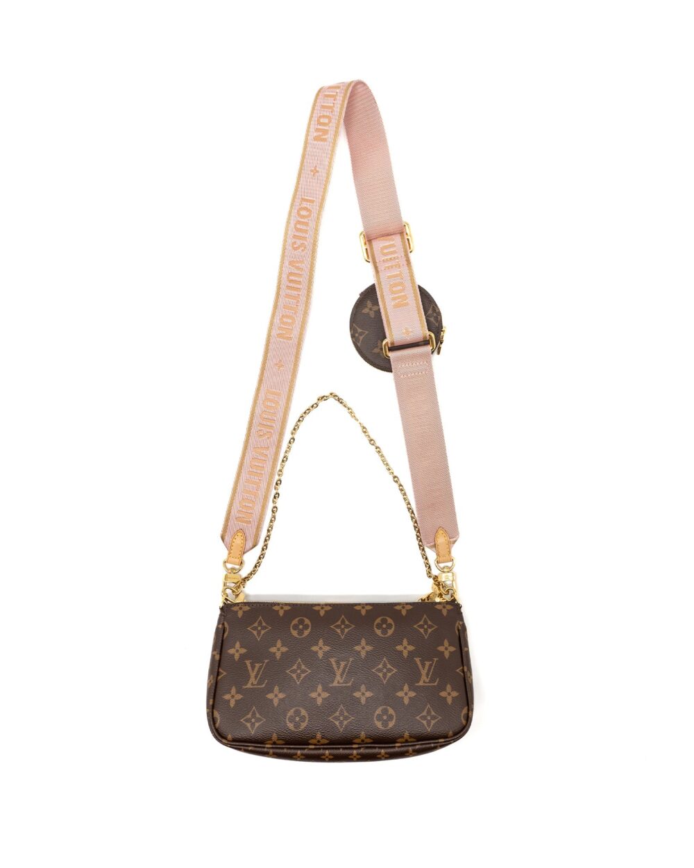 AAA Replica Louis Vuitton LV MULTI POCHETTE MONOGRAM CANVAS ROSE CLAIR GHW