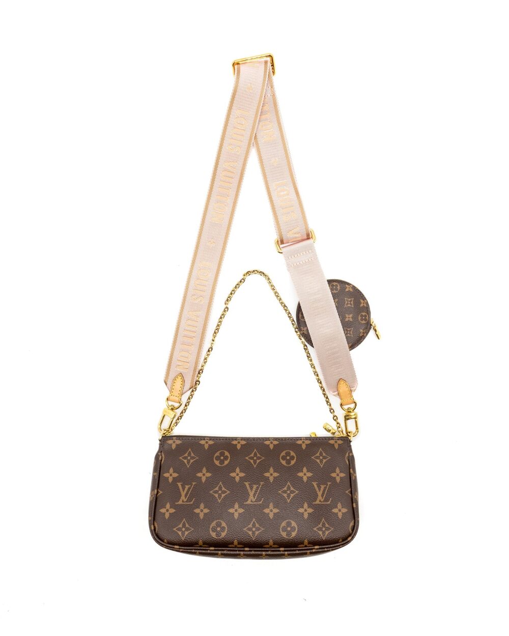 AAA Replica Louis Vuitton LV MULTI POCHETTE MONOGRAM CANVAS ROSE CLAIR GHW