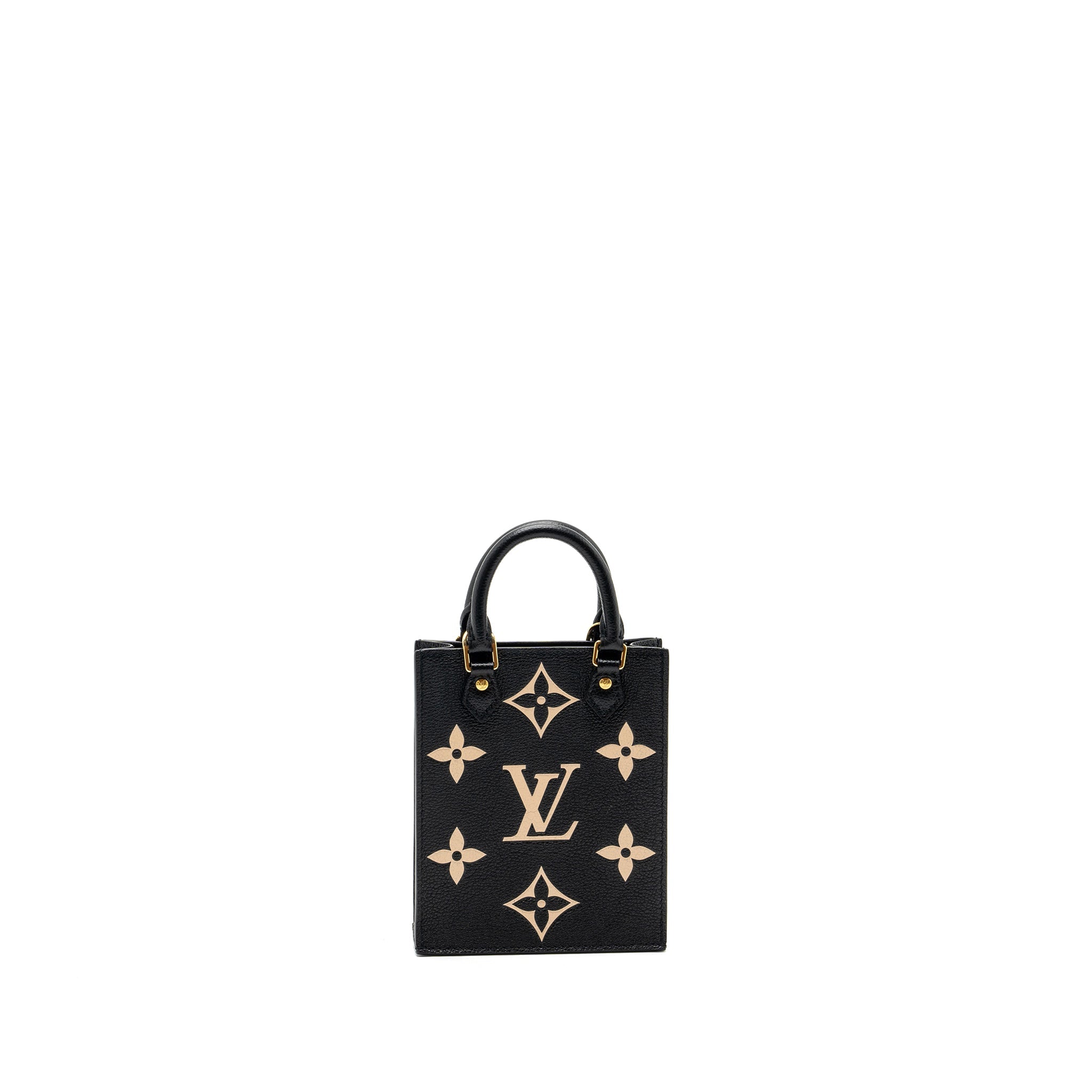 AAA Replica Louis Vuitton LV PETIT SAC PLAT MONOGRAM EMPREINTE CALFSKIN BLACK GHW (NEW VERSION)