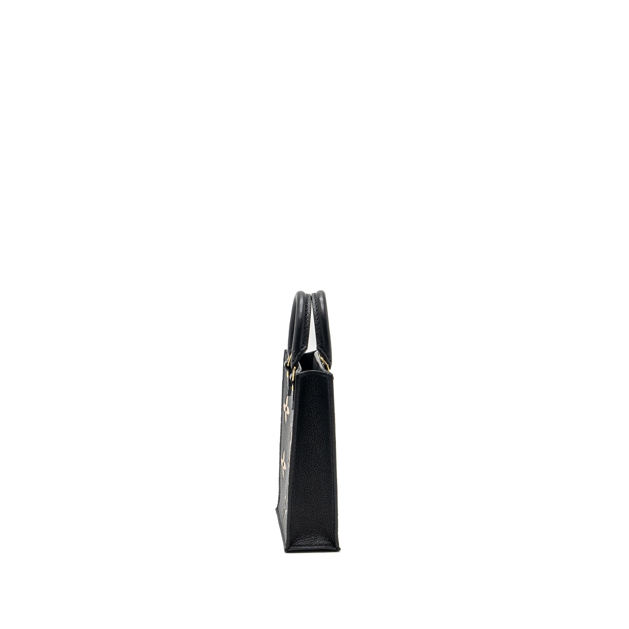 AAA Replica Louis Vuitton LV PETIT SAC PLAT MONOGRAM EMPREINTE CALFSKIN BLACK GHW (NEW VERSION)