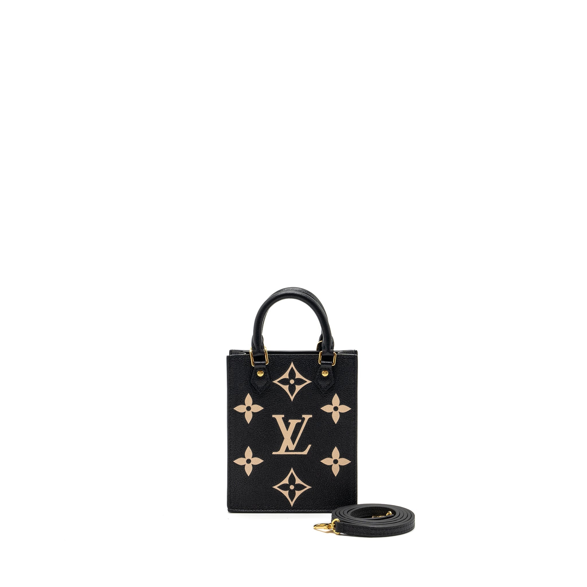 AAA Replica Louis Vuitton LV PETIT SAC PLAT MONOGRAM EMPREINTE CALFSKIN BLACK GHW (NEW VERSION)
