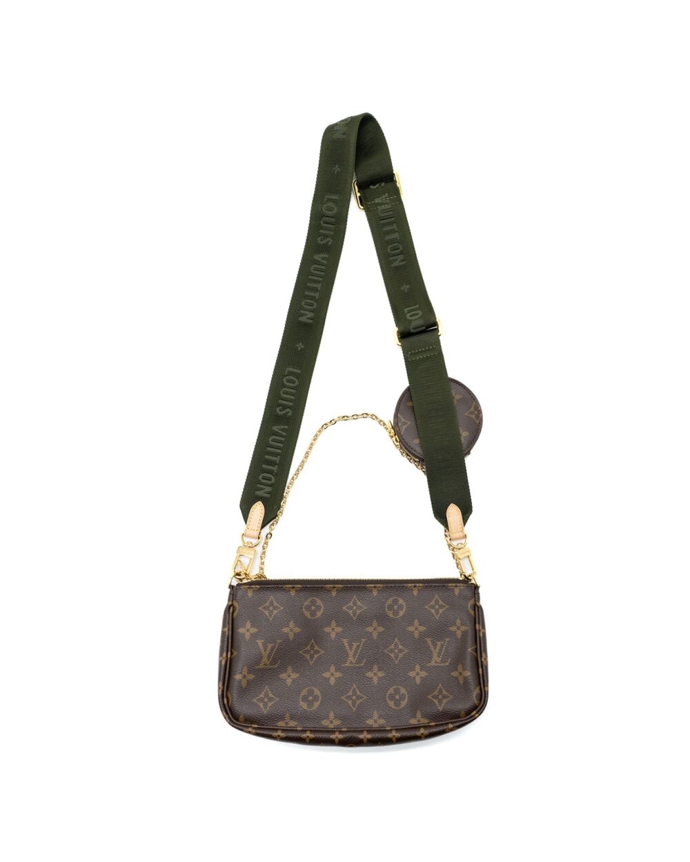 AAA Replica Louis Vuitton LV MULTI POCHETTE MONOGRAM CANVAS KHAKI STRAP GHW