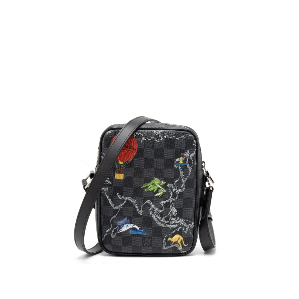 AAA Replica Louis Vuitton LV GRAPHITE MAP DANUBE PM CROSSBODY BAG DAMIER CANVAS / MULTICOLOR SHW