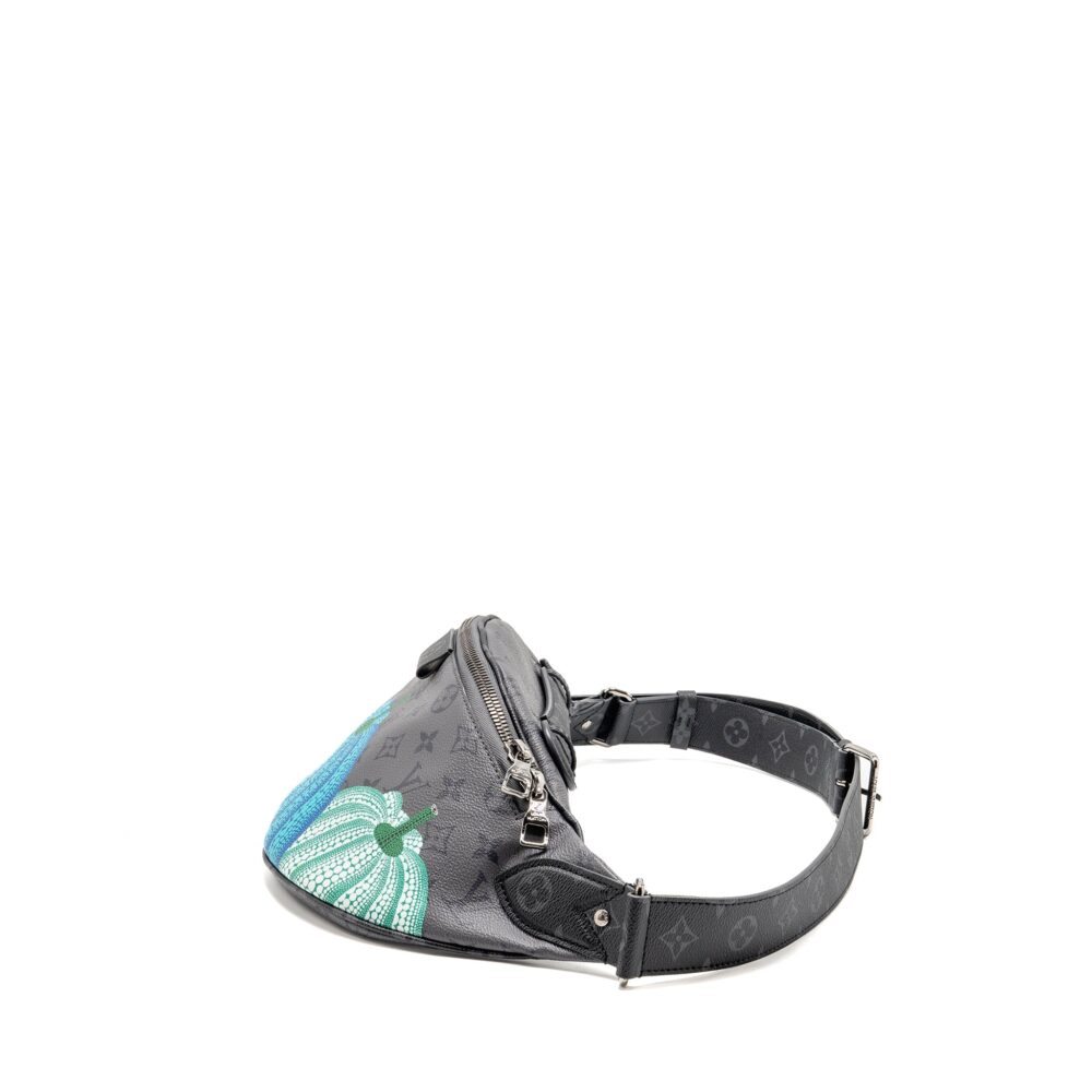 AAA Replica Louis Vuitton LV X YAYOI KUSAMA REVERSE MONOGRAM ECLIPSE MAXI BUMBAG CANVAS GREY/ MULTICOLOUR DARK SILVER HARDWARE