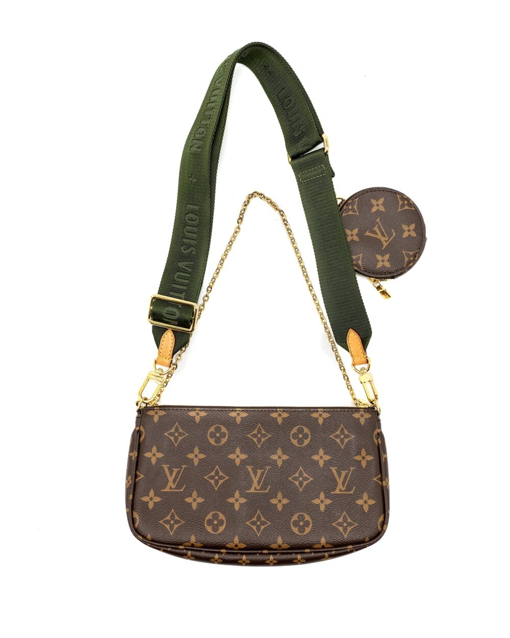 AAA Replica Louis Vuitton LV MULTI POCHETTE ACCESSORIES MONOGRAM CANVAS KHAKI GHW