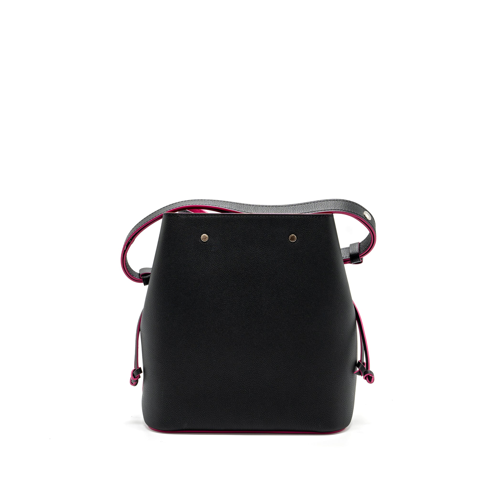 AAA Replica Louis Vuitton LV LOCKME BUCKET BAG CALFSKIN BLACK/PINK SHW