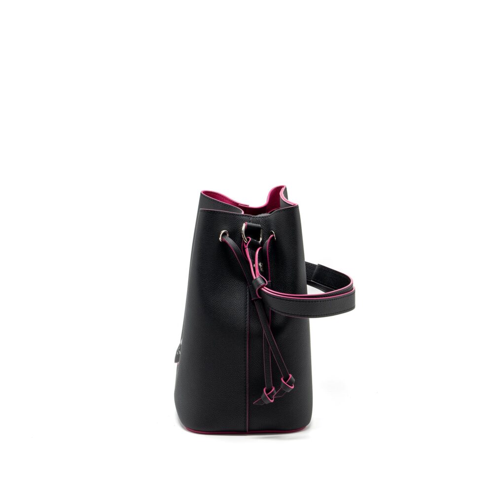 AAA Replica Louis Vuitton LV LOCKME BUCKET BAG CALFSKIN BLACK/PINK SHW