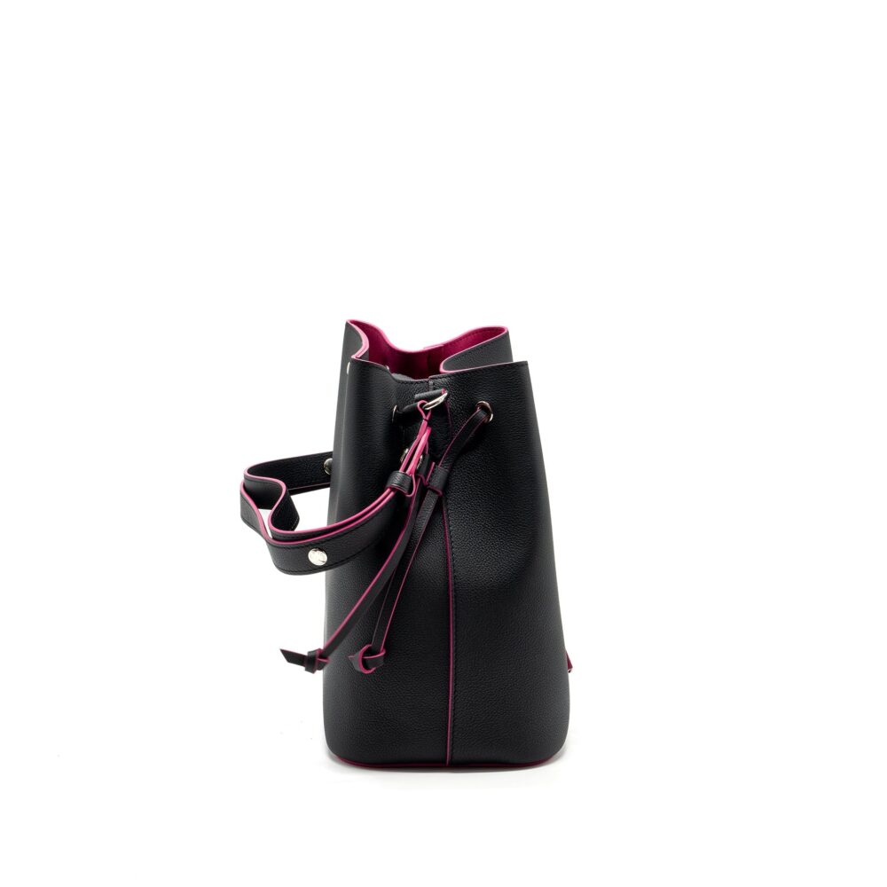 AAA Replica Louis Vuitton LV LOCKME BUCKET BAG CALFSKIN BLACK/PINK SHW