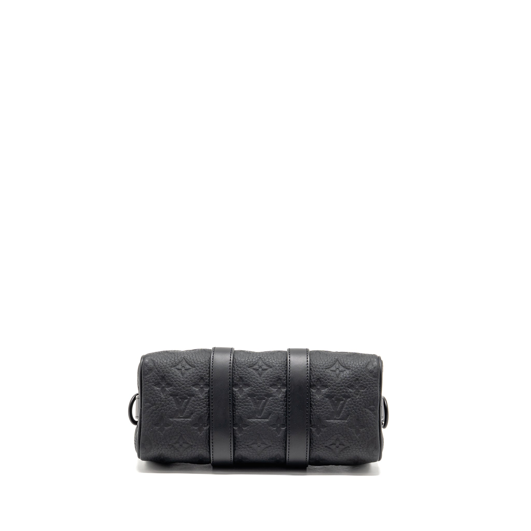 AAA Replica Louis Vuitton LV KEEPALL BANDOULIERE 25 MONOGRAM TAURILLON LEATHER BLACK WITH BLACK HARDWARE
