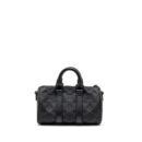 AAA Replica Louis Vuitton LV KEEPALL BANDOULIERE 25 MONOGRAM TAURILLON LEATHER BLACK WITH BLACK HARDWARE