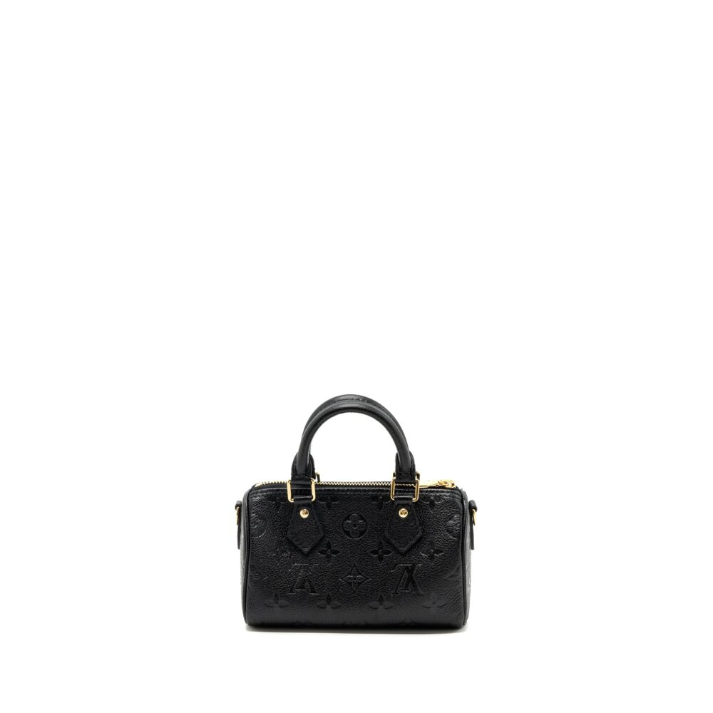AAA Replica Louis Vuitton LV NANO SPEEDY MONOGRAM EMPREINTE BLACK GHW(NEW VERSION)
