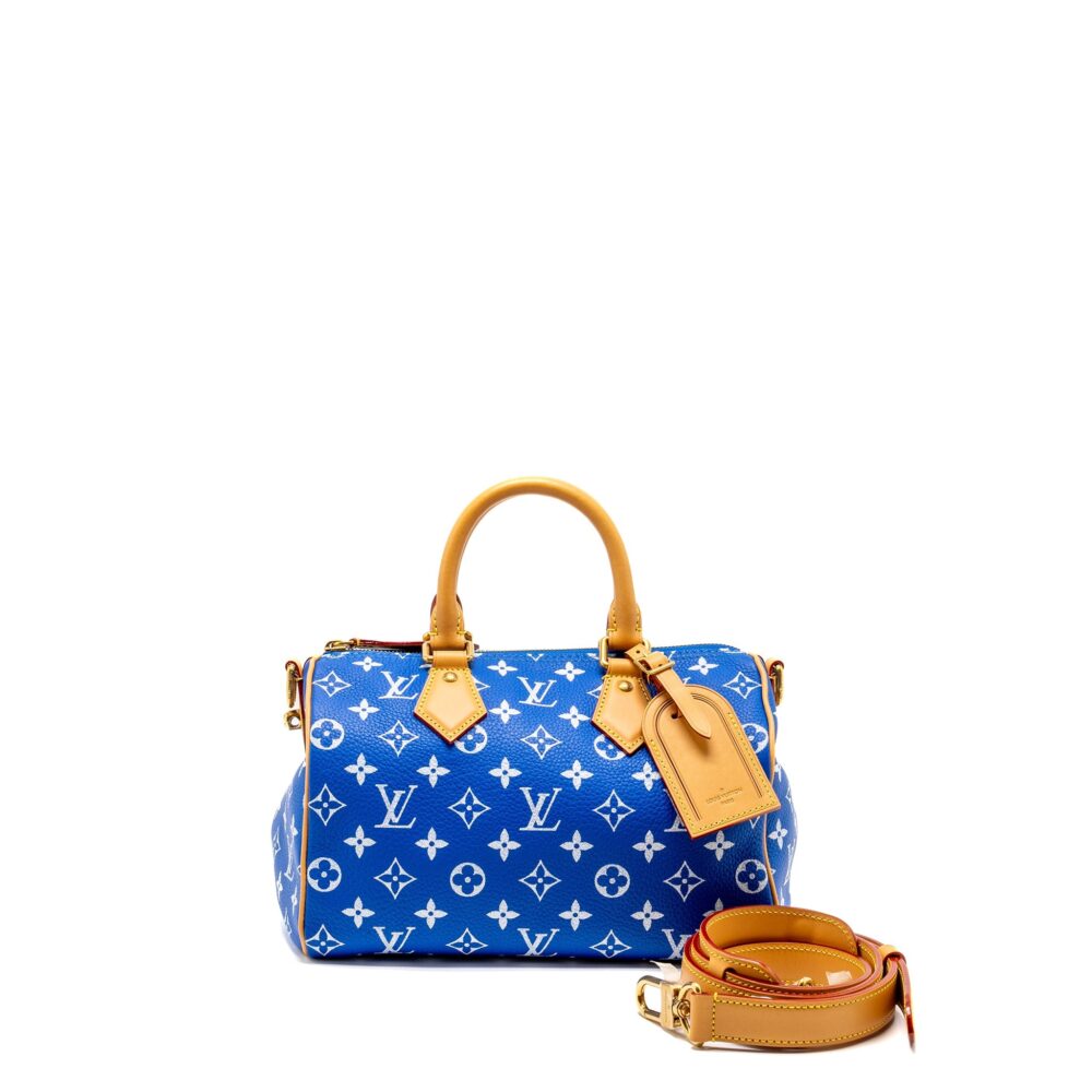 AAA Replica Louis Vuitton LV SPEEDY P9 BANDOULIERE 25 MONOGRAM SOFT CALFSKIN BLEU GHW