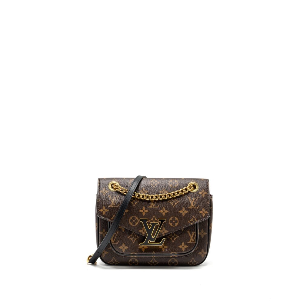 AAA Replica Louis Vuitton LV PASSY MONOGRAM CANVAS BLACK/GOLD HARDWARE
