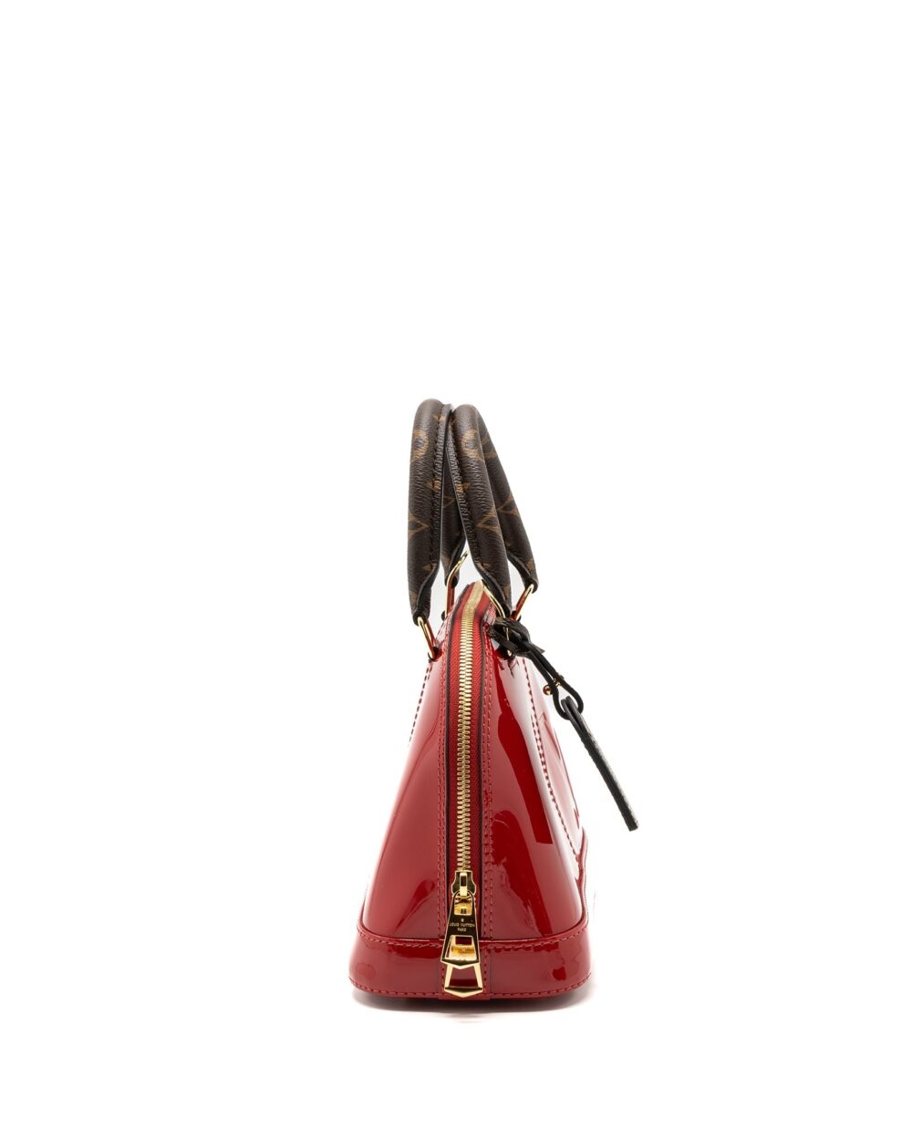 AAA Replica Louis Vuitton LV ALMA BB LIMITED EDITION VERNI MIROIR PATENT RED/MONOGRAM CANVAS GHW