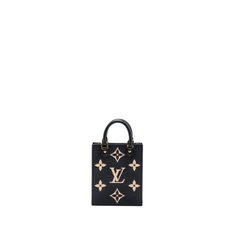 AAA Replica Louis Vuitton LV PETIT SAC PLAT MONOGRAM EMPREINTE BLACK/ BEIGE GHW (NEW VERSION)