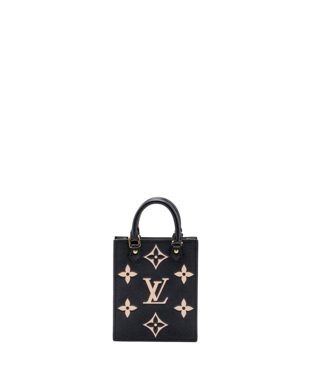 AAA Replica Louis Vuitton LV PETIT SAC PLAT MONOGRAM EMPREINTE BLACK/ BEIGE GHW (NEW VERSION)
