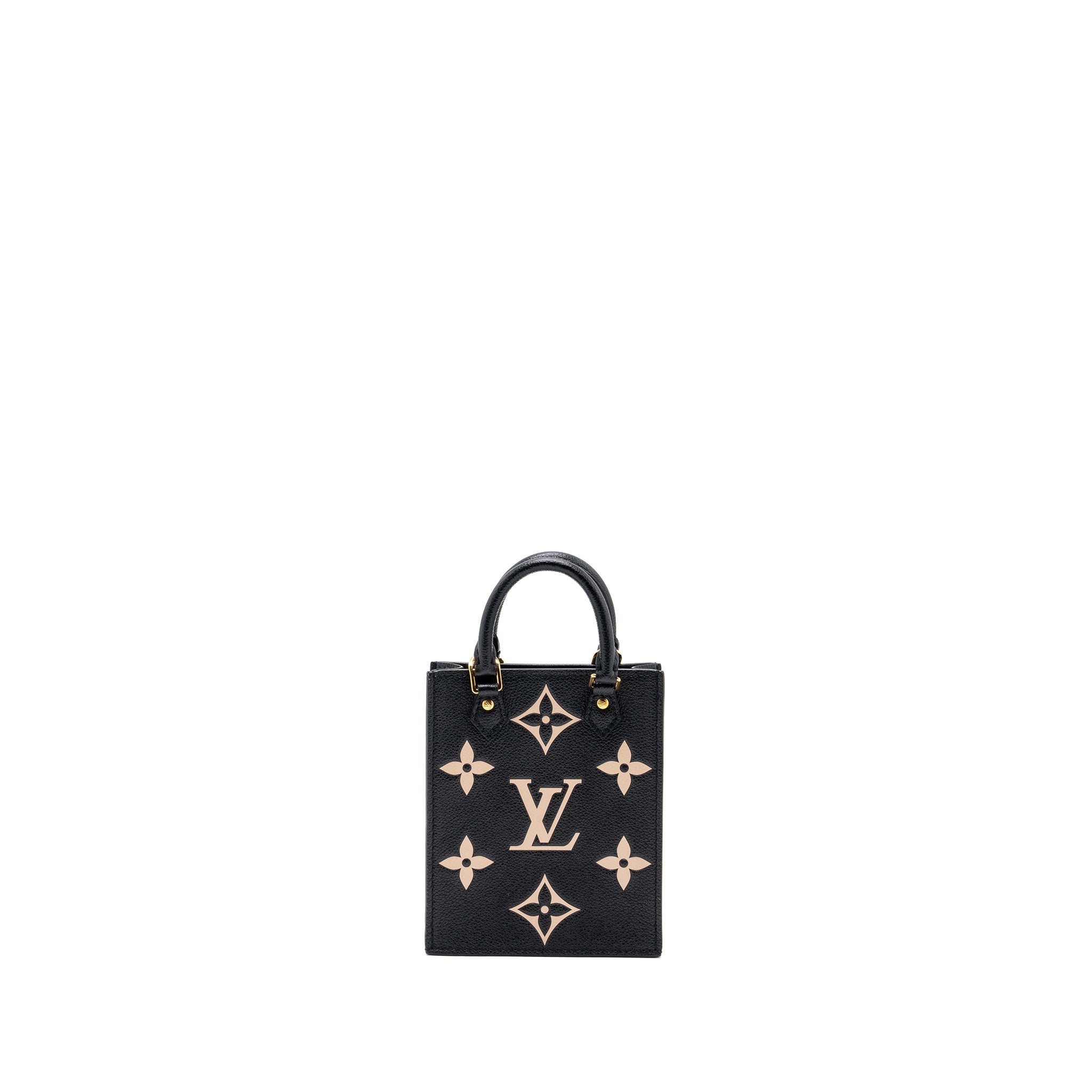AAA Replica Louis Vuitton LV PETIT SAC PLAT MONOGRAM EMPREINTE BLACK/ BEIGE GHW (NEW VERSION)