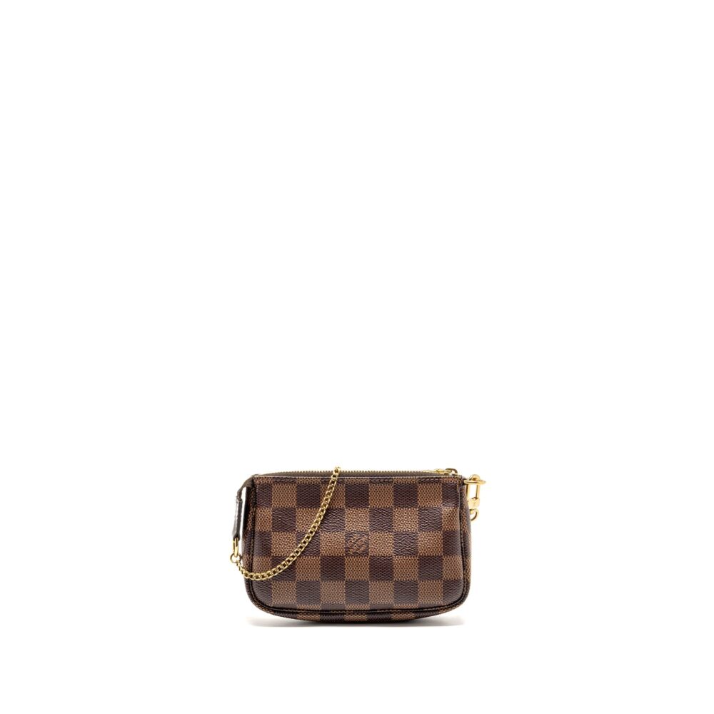 AAA Replica Louis Vuitton LV MINI POCHETTE ACCESSORIES DAMIER EBENE CANVAS GHW