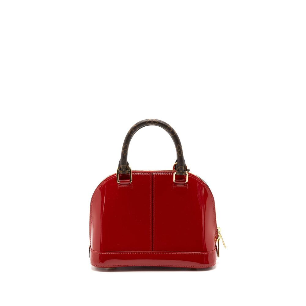AAA Replica Louis Vuitton LV ALMA BB LIMITED EDITION VERNI MIROIR PATENT RED/MONOGRAM CANVAS GHW